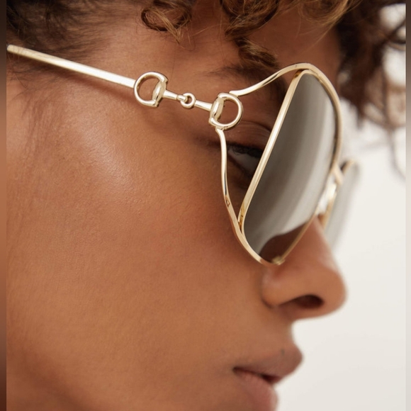 NEW GUCCI WOMEN'S GOLD FRAME SUNGLASSES GG1020S 002 GREY WOMEN'S EYEWEAR GUCCI - Picture 3 of 9